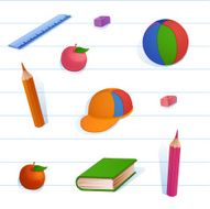 Childish seamless colorful pattern with school Supplies
