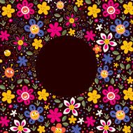 nature love harmony characters flowers fun cartoon circle frame background