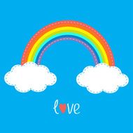 Rainbow and two clouds Dash line Love Flat