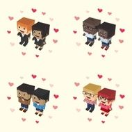 romance block isometric cartoon character N3