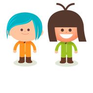 Good time kids children in costumes smiling character illustration