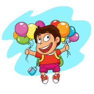 happy boy with balloons vector illustration on white background