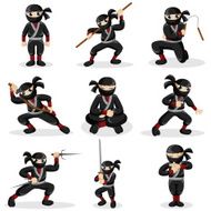 Ninja kids in different poses