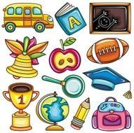 Colorful school icons