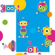 colorful robots collection pattern greeting card