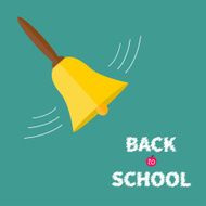 Ringing gold bell with handle Back to school chalk text