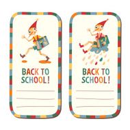 Set of school children&#039;s labels with the fairytale boy