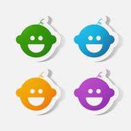 Paper clipped sticker baby face boy N2