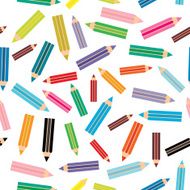 Flat modern seamless pattern colored pencils on white background Vector