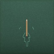 Creativity learning Rocket ship launch made with pencils