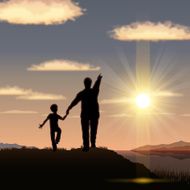 Father&#039;s Day background Father and child in the sunset N6