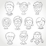 Kids Face Set Sketch
