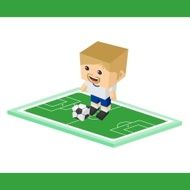 soccer boy block isometric cartoon character N3