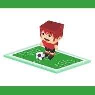 soccer boy block isometric cartoon character N4