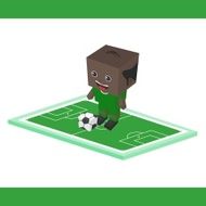 soccer boy block isometric cartoon character N5