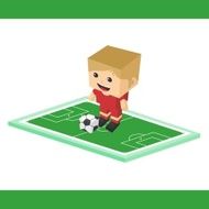 soccer boy block isometric cartoon character N6