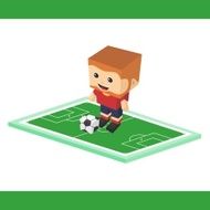 soccer boy block isometric cartoon character N8