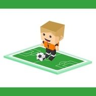 soccer boy block isometric cartoon character N9