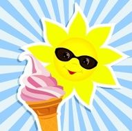 sun with pink ice cream