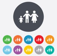 Complete family with one child sign icon N12