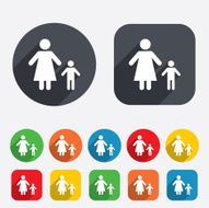 One-parent family with one child sign icon N26