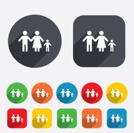 Complete family with one child sign icon N13