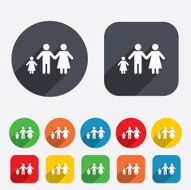 Complete family with one child sign icon N14