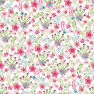 Cute Floral Seamless pattern Flowers branches zigzag