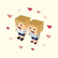 love couple block isometric cartoon character N6