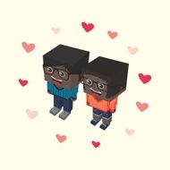 love couple block isometric cartoon character N12