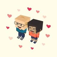 love couple block isometric cartoon character N13