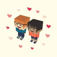 love couple block isometric cartoon character N14