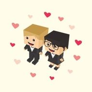 love couple block isometric cartoon character N15