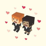 love couple block isometric cartoon character N16