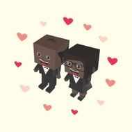 love couple block isometric cartoon character N17