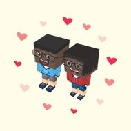 love couple block isometric cartoon character N19