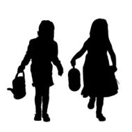 Vector silhouette of children N202