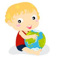 Baby boy with globe