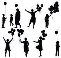 Silhouette of people with balloons N2
