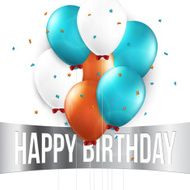 Birthday card with balloons and birthday text N2
