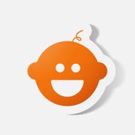 Paper clipped sticker baby face boy N3