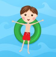 Boy on inflatable ring