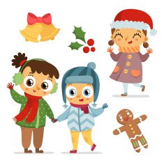 Set of children characters holiday style
