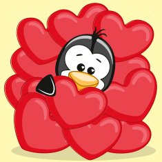Penguin in hearts