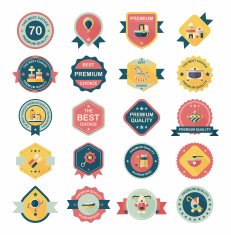 Baby badge banner design flat background set eps10 N143