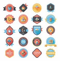 Baby badge banner design flat background set eps10 N156