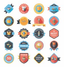 Baby badge banner design flat background set eps10 N157
