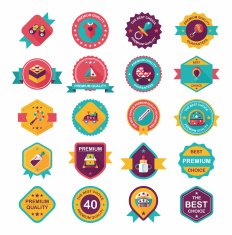 Baby badge banner design flat background set eps10 N166