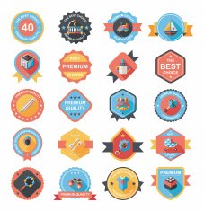 Baby badge banner design flat background set eps10 N176