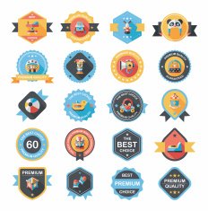 Baby badge banner design flat background set eps10 N177